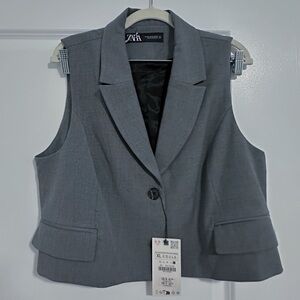 Zara Gray Sleeveless Vest